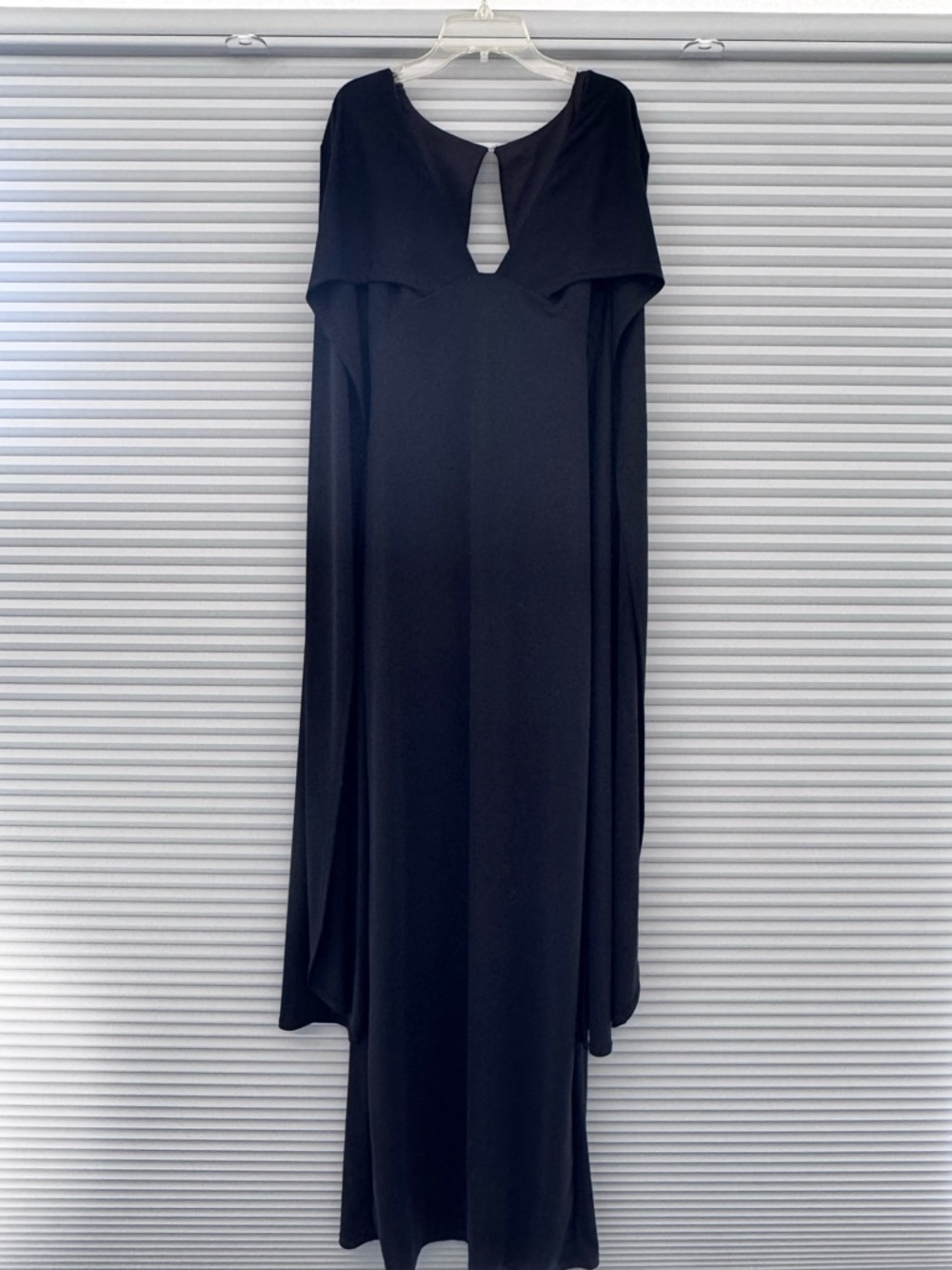 ABS Collection by Allen Schwartz Cape Black Jersey Gown Maxi Dress Size 6 - Picture 3 of 12